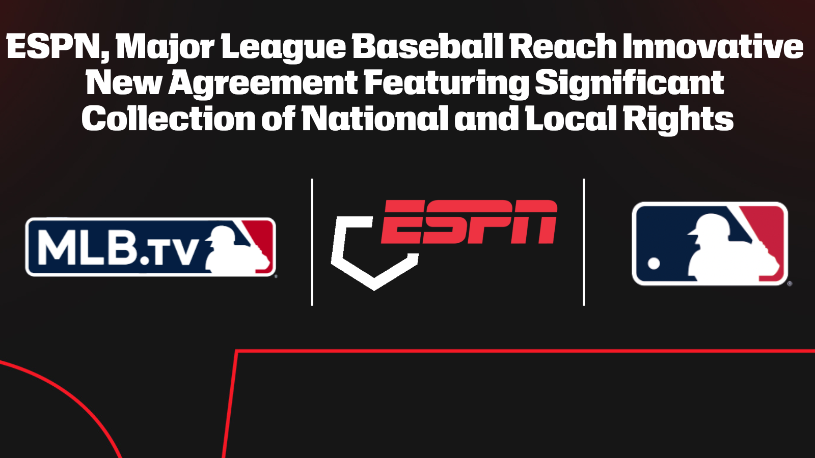 ESPN and Major League Baseball rights agreement graphic with MLB.TV, ESPN and MLB logos