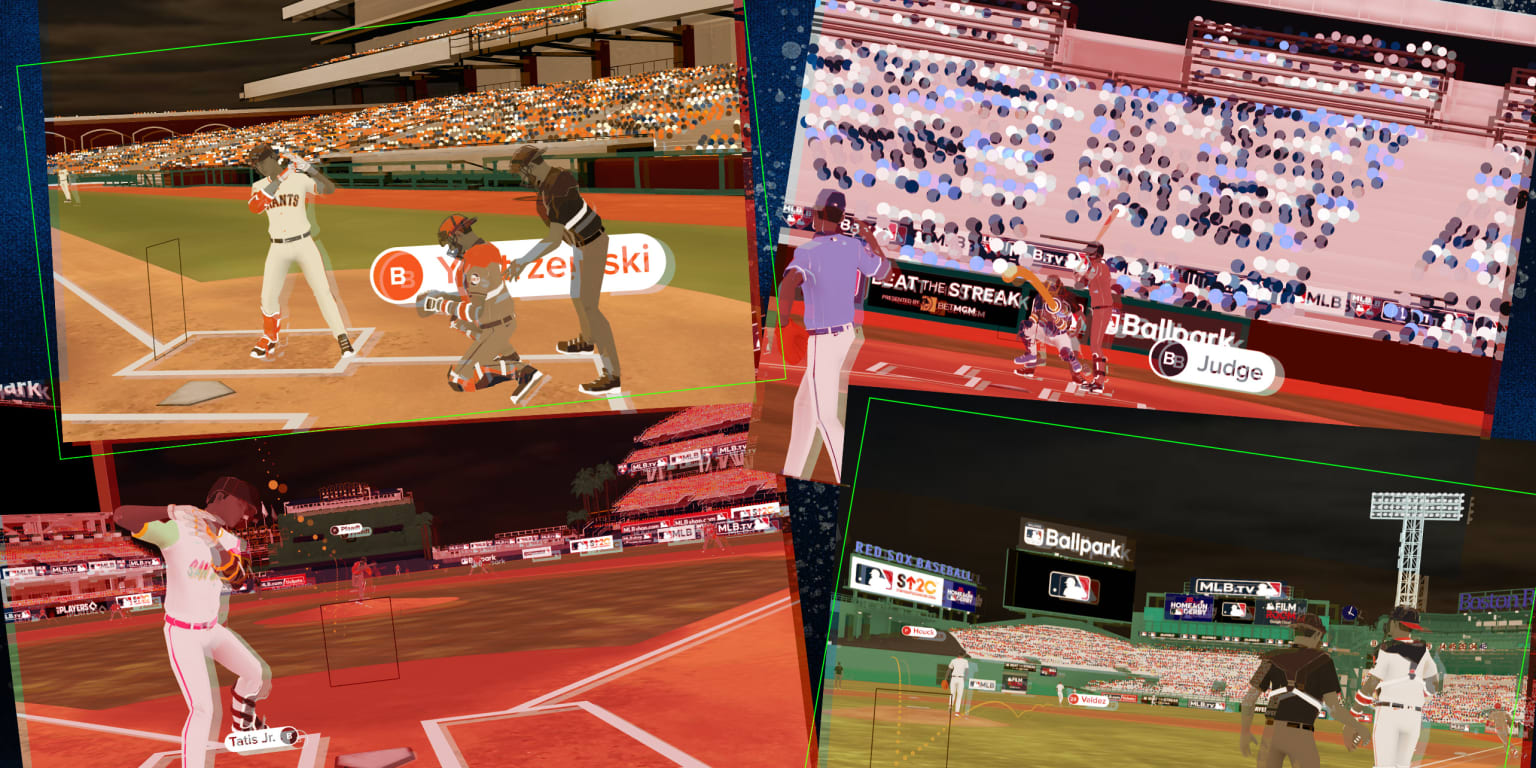 MLB Gameday 3D interface recreating a tracked baseball play