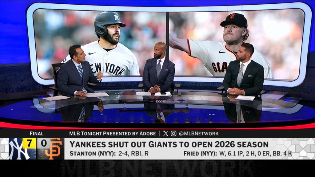 MLB Tonight analysts discussing the Yankees and Giants on the MLB Network studio set