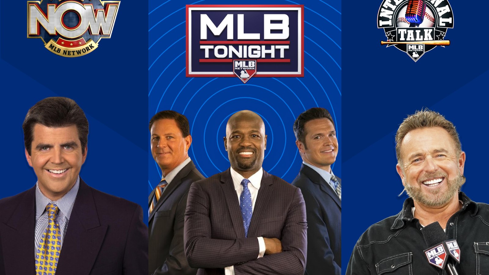 MLB Network programs MLB Now, MLB Tonight and Intentional Talk on a blue background